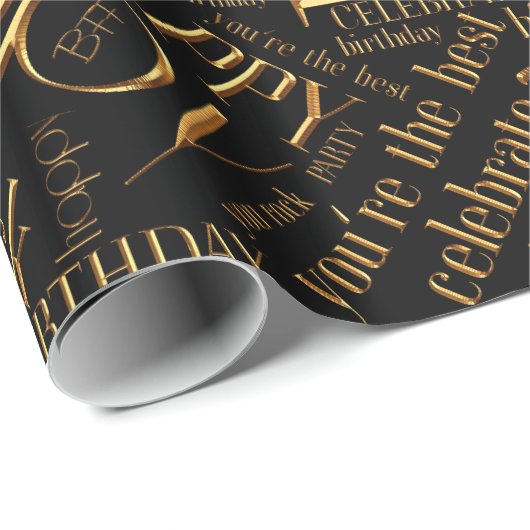 Best Friend Gold ID273, Word Cloud op geboortedag Cadeaupapier (Rol Hoek)