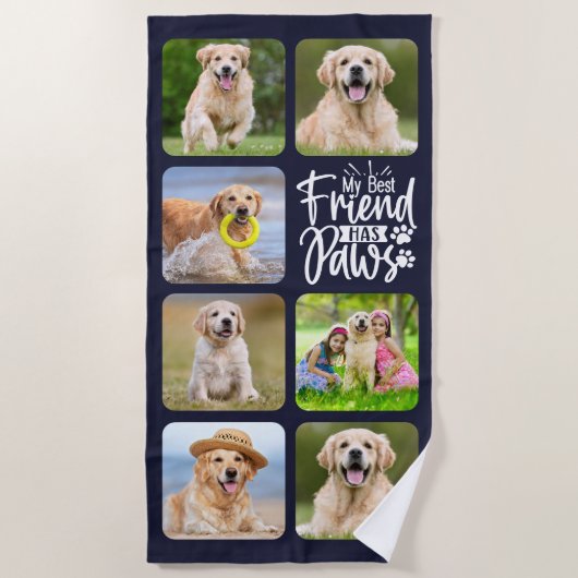 Best Friend heeft Pet Dog Photo Collage PW Strandlaken (Voorkant)