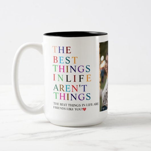 Best Friend in the World Custom Photo Tweekleurige Koffiemok (Links)