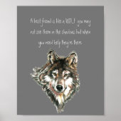 Best Friend Inspirerend Quote Wolf, Wolves Post Poster (Voorkant)