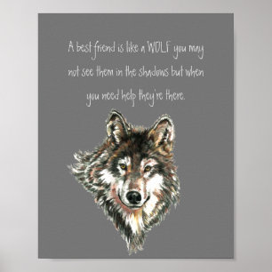 Best Friend Inspirerend Quote Wolf, Wolves Post Poster