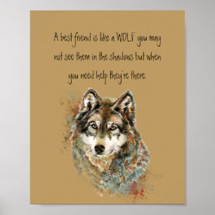 Best Friend Inspirerend Quote Wolf, Wolves Post Poster