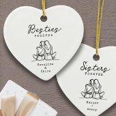 Best Friend Line Art Personalized Names Keepsake Keramisch Ornament