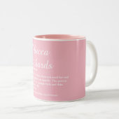Best Friend Name Definition Chic Script Girly Pink Tweekleurige Koffiemok (Voorkant rechts)