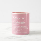 Best Friend Name Definition Chic Script Girly Pink Tweekleurige Koffiemok (Center)