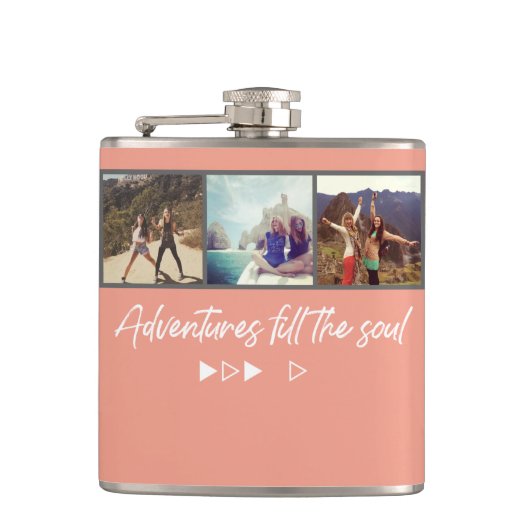 Best Friend Photo "Adventures fill the ziel" Flask Heupfles (Voorkant)