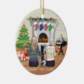 Best Friend Portret - Gepersonaliseerde kerstcadea Keramisch Ornament (Rechts)