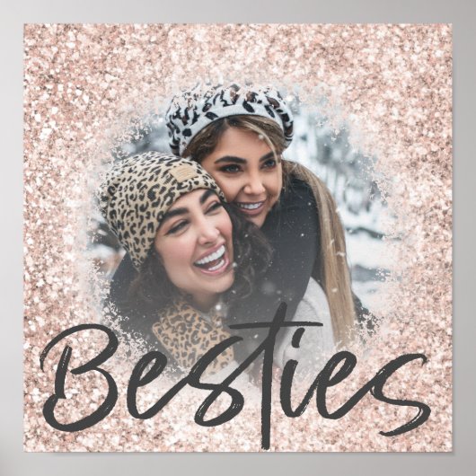 Best Friend Roos Gold Glitter Foto Poster (Voorkant)