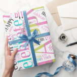 Best Friend roze ID273 van Birthday Word Cloud Cadeaupapier<br><div class="desc">Wanneer je BFF haar verjaardag viert, weet je zeker dat haar cadeau net zo speciaal zal zijn als ze is met een van deze designwoorden wolkenpakjes gemaakt voor haar. Kies om het even welke achtergrondkleur u houdt van de roze, turquoise, groene, en zwarte tekst. Zoek ID273 om andere leeftijden en...</div>