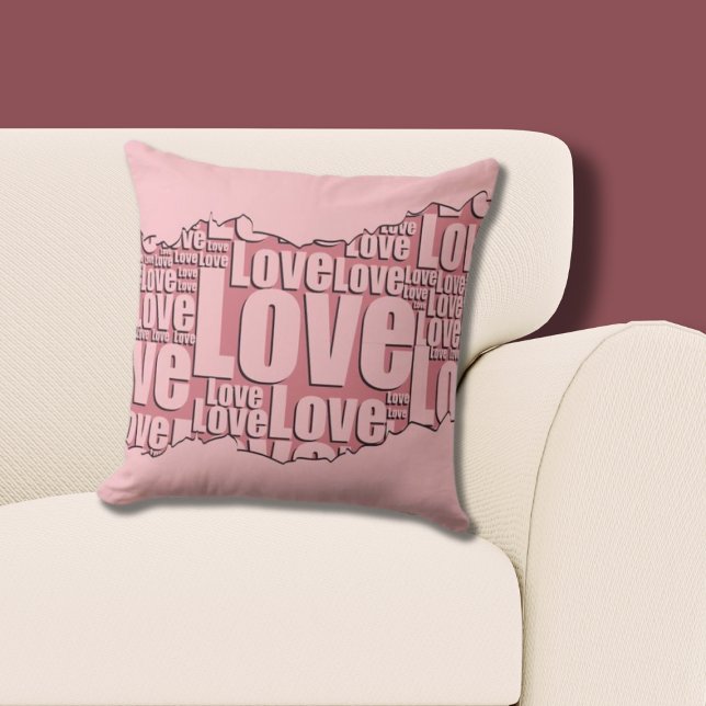Best Friend Roze Liefde Typografie Patroon  Kussen (Pink Pillow, Love Pattern)