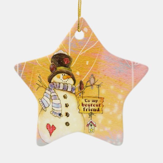 Best Friend Snowman Star Ornament (Voorkant)
