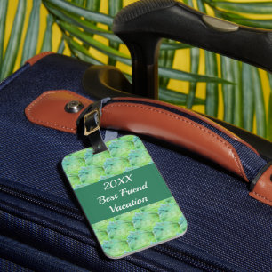 Best Friend Vacation Artistic Green Girls Trip Bagagelabel