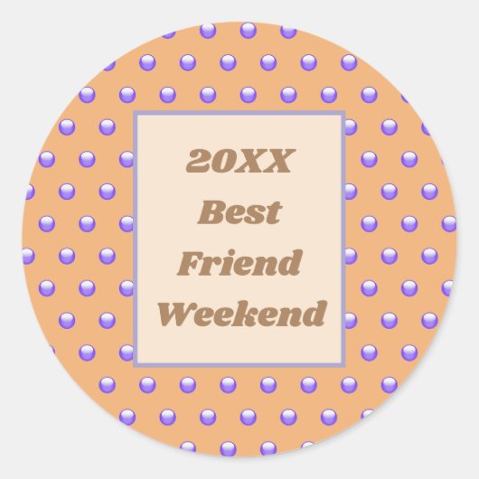 Best Friend Weekend Blue Peach Polka Dot BFF Ronde Sticker (Voorkant)