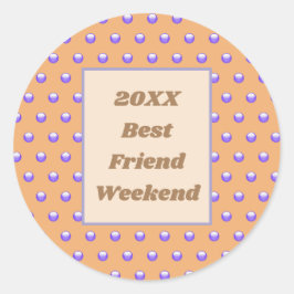 Best Friend Weekend Blue Peach Polka Dot BFF Ronde Sticker