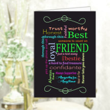 Best Friend Word Art Wenskaart
