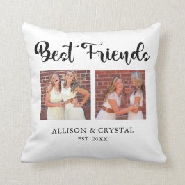Best Friends 2 foto Collage Hand Lettering Script Kussen