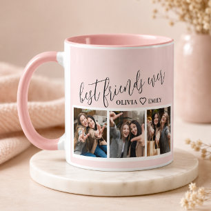 Best Friends 3 Foto Collage Aandenken Blush Roze Mok
