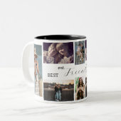 Best Friends 4-Ever – 8 Photo Collage Mug + Year Tweekleurige Koffiemok (Voorkant links)
