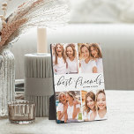 Best Friends 4 Foto Collage & Custom Text Plaque Fotoplaat<br><div class="desc">Herdenking van een vriendschap met dit prachtige fotocollage plaatje met vier favoriete foto's,  met "beste vrienden" in het midden in het zwarte handgeschreven schrijven van het calligrafische script met letters. Personaliseer met uw namen of keus van douanetekst.</div>