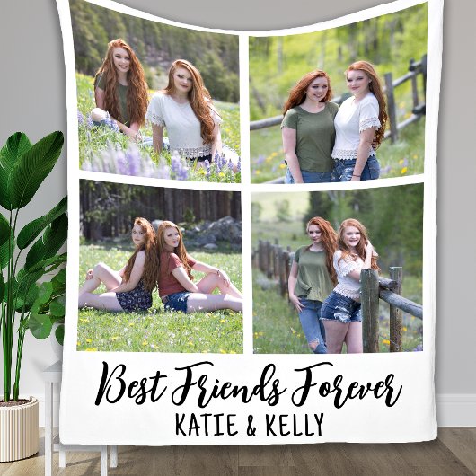 Best Friends 4 Photo Collage Fleece Deken
