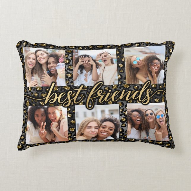 Best Friends 6 Photo Collage Pillow Accent Kussen (Voorkant)