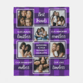 Best Friends 6 Photo Collage Unieke Paarse Play Fleece Deken (Voorkant)
