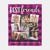 Best Friends 9 Photo Collage Buffalo Pset Pink Fleece Deken (Voorkant)