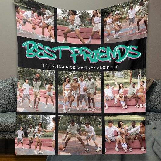 Best Friends 9 Photo Collage Fleece Deken