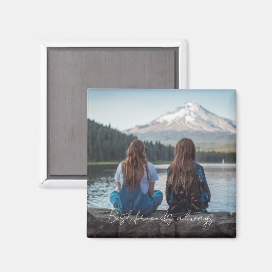 Best Friends Always Modern Heart Script Photo  Magneet (Voorkant / Achterkant)