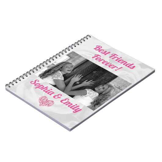 Best Friends Besties BFF toevoegen Fotonamen Stemp Notitieboek (Linkerzijde)