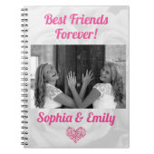Best Friends Besties BFF toevoegen Fotonamen Stemp Notitieboek (Voorkant)