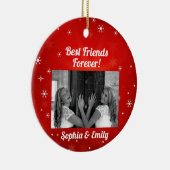 Best Friends Besties BFF toevoegen Photo Names Cut Keramisch Ornament (Rechts)