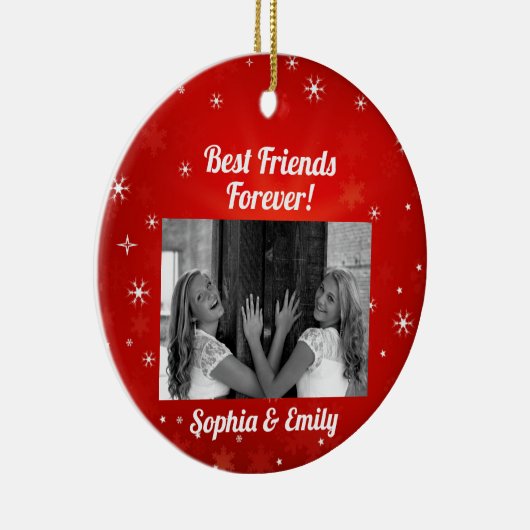Best Friends Besties BFF toevoegen Photo Names Cut Keramisch Ornament (Rechts)