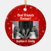 Best Friends Besties BFF toevoegen Photo Names Cut Keramisch Ornament (Voorkant)