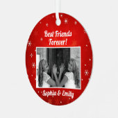 Best Friends Besties BFF toevoegen Photo Names Cut Metalen Ornament (Voorkant links)