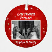 Best Friends Besties BFF toevoegen Photo Names Cut Metalen Ornament (Voorkant)