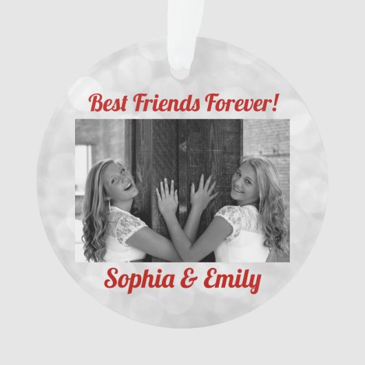 Best Friends Besties BFF toevoegen Photo Names Cut Ornament (voorkant)