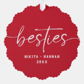 Best Friends Besties Christmas Photo Keepsake Ornament Kaart (Achterkant)