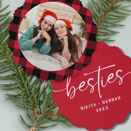 Best Friends Besties Christmas Photo Keepsake Ornament Kaart