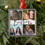 Best Friends Besties Photo Collage Metalen Ornament<br><div class="desc">Modern typography foto collage ornament featuring 4 foto's en typography script ' besties' on the front.</div>