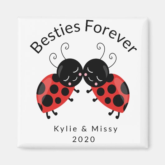 Best Friends Besties voor eeuwig Lady Bug koelkast Magneet (Voorkant)