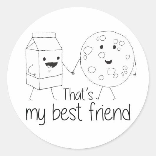 Best Friends BFF Friendship Art Ronde Sticker (Voorkant)