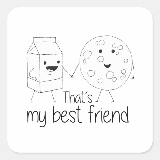 Best Friends BFF Friendship Art Vierkante Sticker (Voorkant)