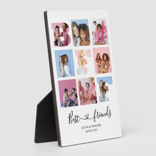 Best Friends BFF Photo Grid Collage Heart Script Fotoplaat (Zijkant)