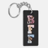 Best Friends BFF Photo Grid Collage Heart Script Sleutelhanger (Voorkant Links)