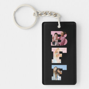 Best Friends BFF Photo Grid Collage Heart Script Sleutelhanger