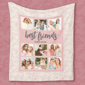 Best Friends BFF Pink Photo Collage with Names Fleece Deken