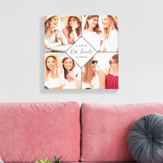 Best Friends BFFs Besties Name Photo Collage Canvas Afdruk (Insitu (Woonkamer))