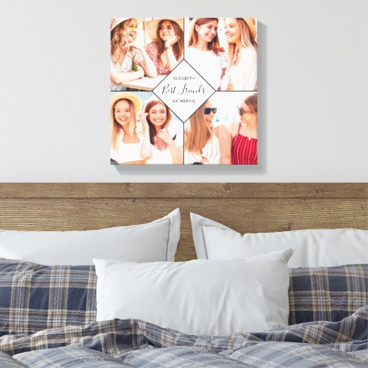 Best Friends BFFs Besties Name Photo Collage Canvas Afdruk (Insitu (Slaapkamer))