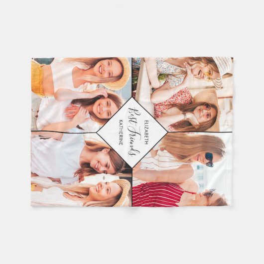 Best Friends BFFs Besties Name Photo Collage Fleece Deken (Voorkant (Horizontaal))